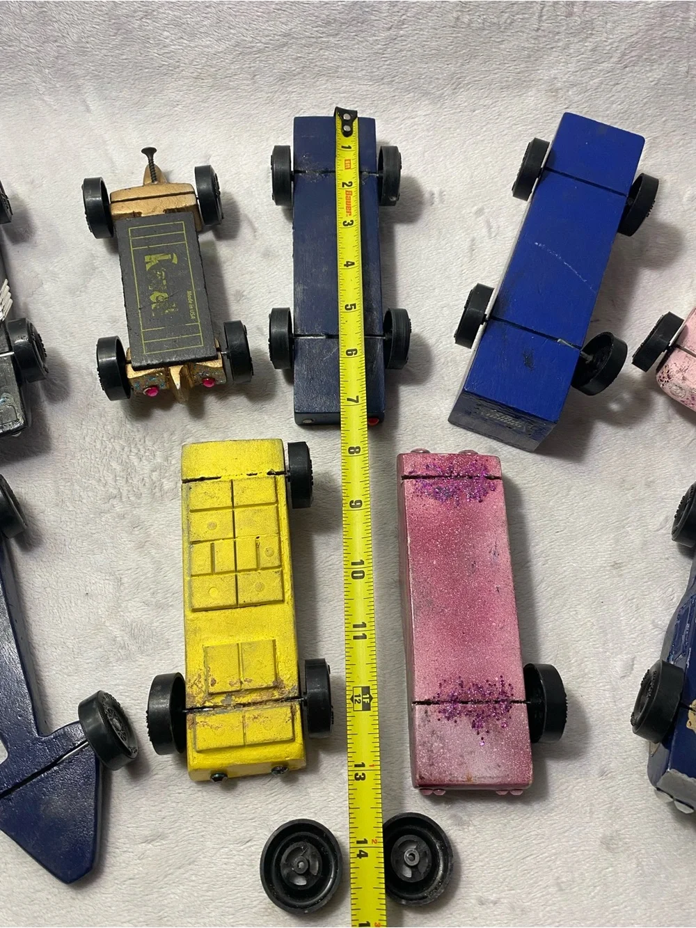 VINTAGE LOT of 9 Pinewood DERBY CARS PINECARS Cub Boy Scouts Wooden PINE CARS
